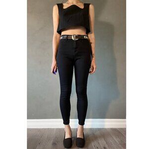 FRAME Cigarette High Rise Jean in Black - 25